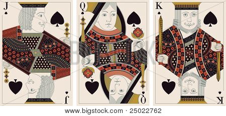 jack, king,queen of spades- vector