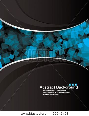 Vector. Clean design with random blue transparent squares. No transparency effect used.