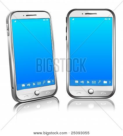 Cell Smart Mobile Phone White 3D And 2D