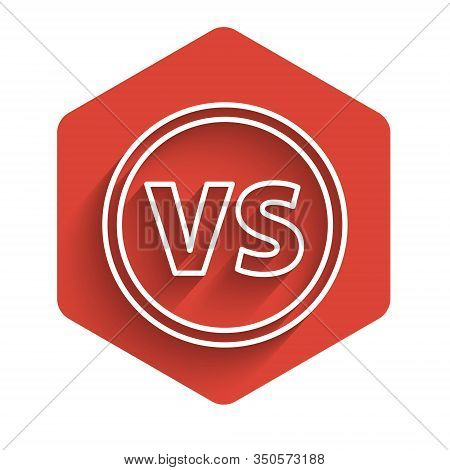 White Line Vs Versus Battle Icon Isolated With Long Shadow. Competition Vs Match Game, Martial Battl