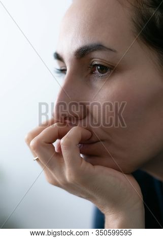 Portrait Of Sad Depressed Woman. Close Up Portrait Of Depressed Woman. Woman In Depression. Sad Depr