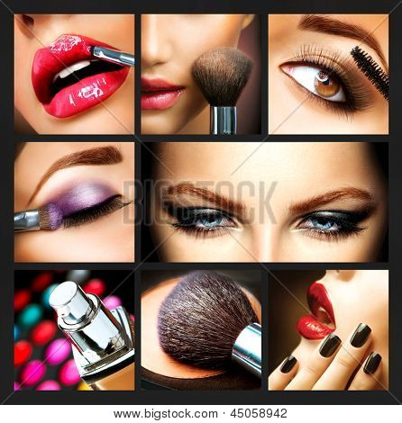 Collage di trucco. Trucco professionali particolari. Makeover