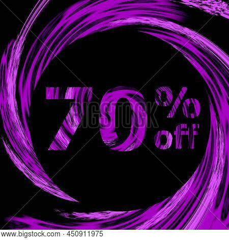 70% Off Modern And Luxury Rock Tag. Discount And Promotions Banner. 70 Percent Offer And Sale