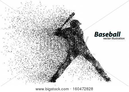 silhouette of a baseball player from particle. Text on a separate layer, color can be changed in one click