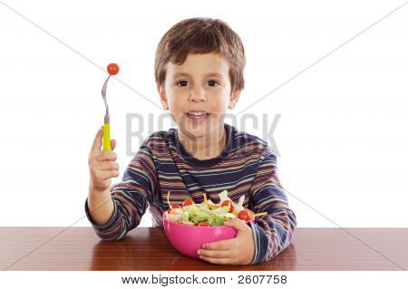 Child Eating Salad