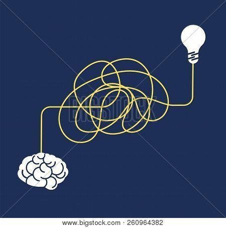 Messy Complicated Way. Confused Process, Chaos Line Symbol. Tangled Scribble Idea, Insane Brain Vect