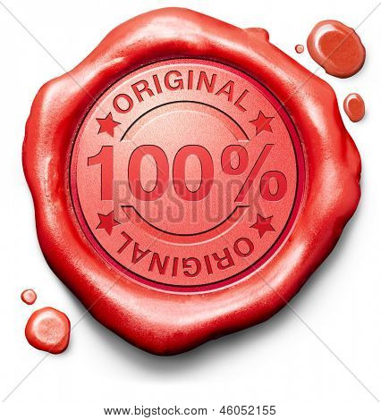 original authentic content or product quality label authenticity guaranteed 100% originality new innovation red wax seal stamp