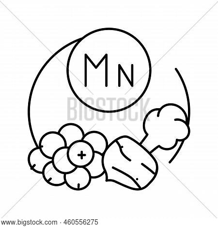 Mn Vitamin Line Icon Vector. Mn Vitamin Sign. Isolated Contour Symbol Black Illustration