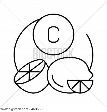 C Vitamin Citrus Line Icon Vector. C Vitamin Citrus Sign. Isolated Contour Symbol Black Illustration