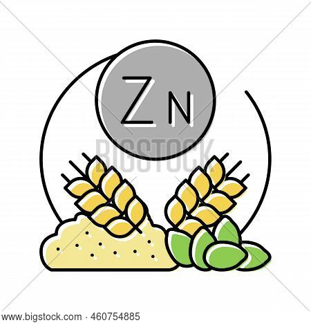 Zn Natural Vitamin Color Icon Vector. Zn Natural Vitamin Sign. Isolated Symbol Illustration