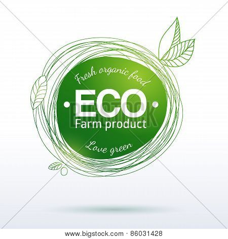 Green linear drawing label of farm food