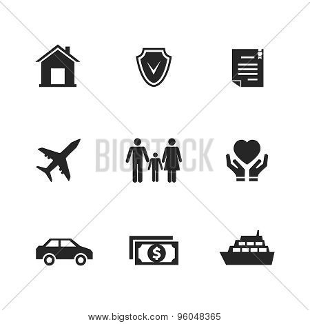 Vector insurance icons with hands