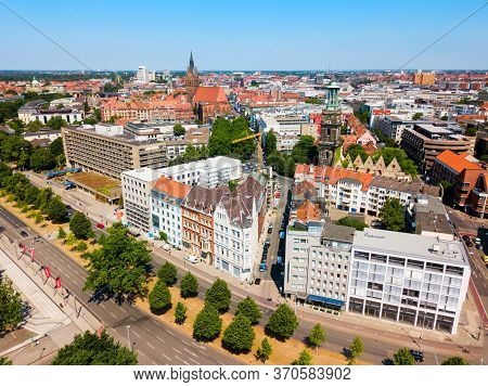 Hannover City Skyline Aerial Panoramic View In Germany