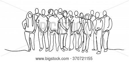 Continuous Line Drawing Of A Diverse Crowd Of Standing People Group Of People Continuous One Line Ve