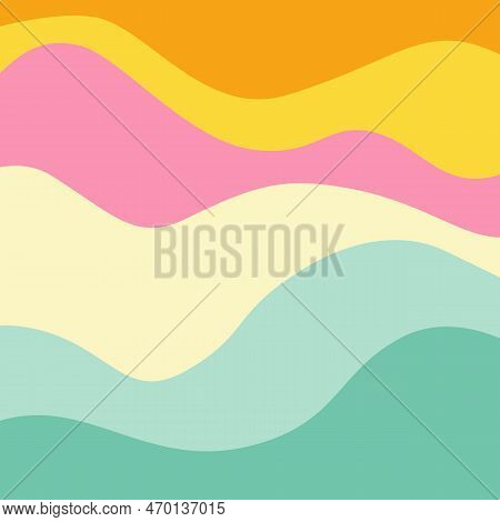 Groovy Background Retro 70s Style. Cute Abstract Vintage Texture Wallpaper. Hippie Wavy Vector Backg