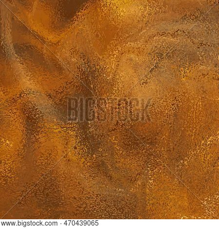 Abstract Gold Glitter Grain Pattern. Copper Glossy Noise Wet  Background. Metallic Tile Trendy Textu