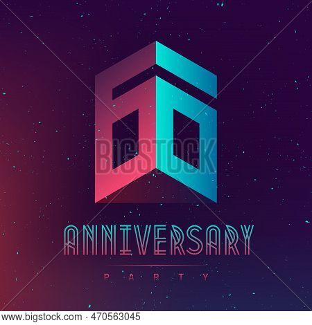 The Sixtieth Anniversary Party. Electronic Music Fest. Space Poster. Background With Abstract Gradie