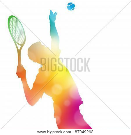 Abstract Tennis Player Serving In Beautiful Summer Haze.