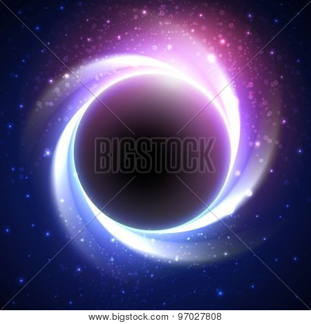 Beautiful eclipse in a distant galaxy. Vector background