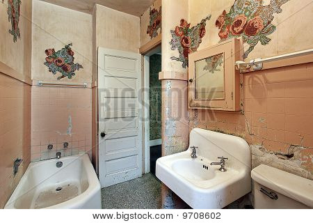 Bathroom In Old Abandoned Home