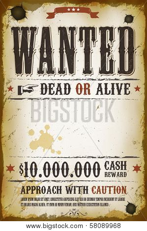 Wanted Vintage Western Poster