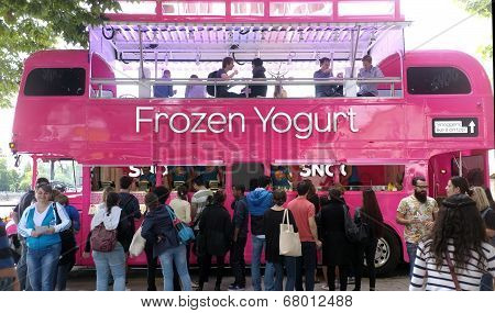 Pink yoghurt bus