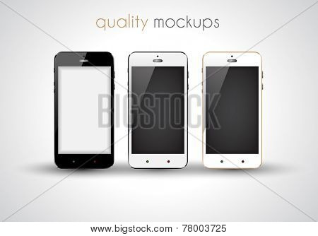 Mobile smartphone realistic collection set of elegant modern style mockups with blank screen isolated and ready to use for games previews, web elements, app presentations and so on.