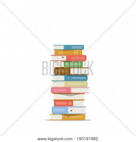 Stack of books on a white background. Pile of books vector illustration. Icon stack of books in flat style.