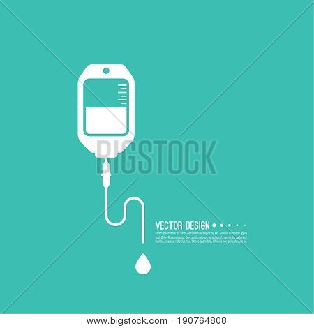 Vector iv bag icon. Saline symbol on background.  The concept of treatment and therapy, chemotherapy. Modern  design