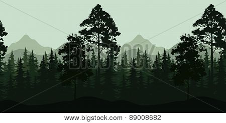 Seamless Landscape, Trees and Mountains