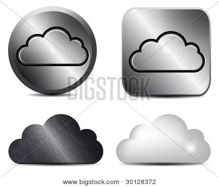 Vector metal button with cloud icon