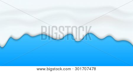 Creative Vector Illustration Of Yogurt Creamy Liquid Drips, Cream Melt Milk Splash Flowing Seamless 