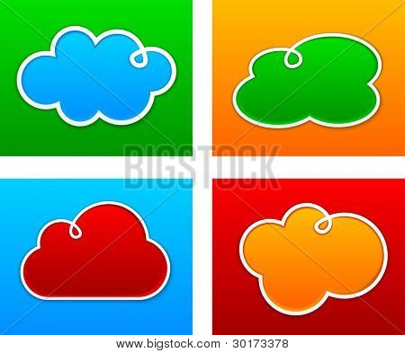 Vector illustration of blank notice clouds shapes for any text.