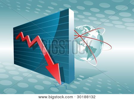 business graph moving down. crisis.