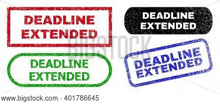 Deadline Extended Grunge Watermarks. Flat Vector Grunge Seals With Deadline Extended Message Inside 