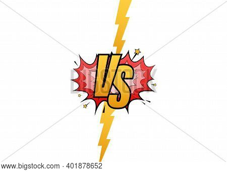 Vs Versus Blue And Red Comic Design. Battle Banner Match, Vs Letters Competition Confrontation. Vect