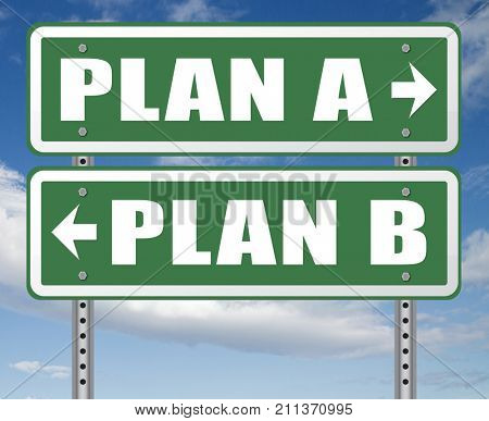 plan a plan b backup plan or alternative option 3D, illustration