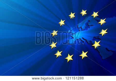 Europe map and European union flag