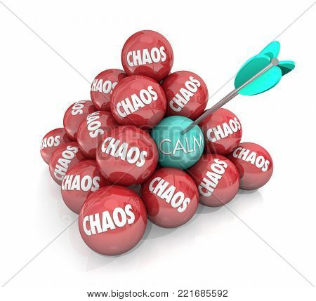 Calm Vs Chaos Ball Pyramid Arrow Relax 3d Illustration