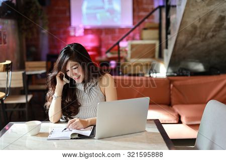 Business Selling Online, Young Asian Woman In Casual Dress Working On Computer For E-business Commer