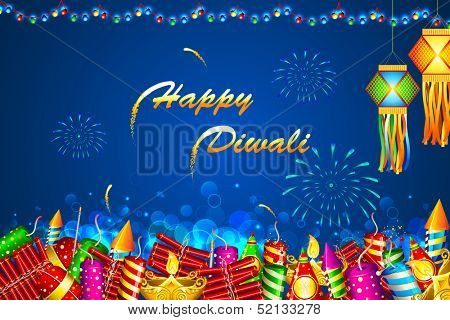 illustration of Diwali background with colorful firecracker