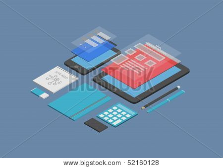 Mobile Web Design And Development Illustration