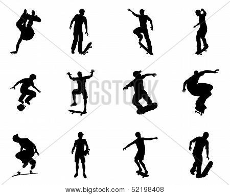 Skateboarder Silhouette Outlines