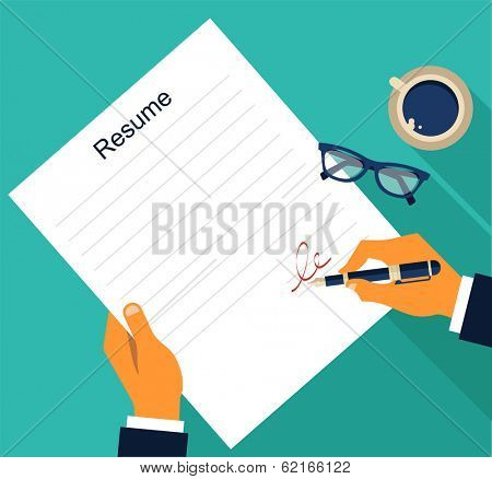 Business background with resume, vector