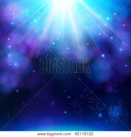 Sparkling blue festive star burst background