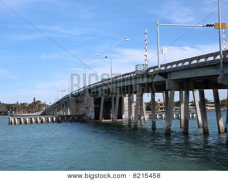 Siesta Keys North Bridge With Bird Flying Over