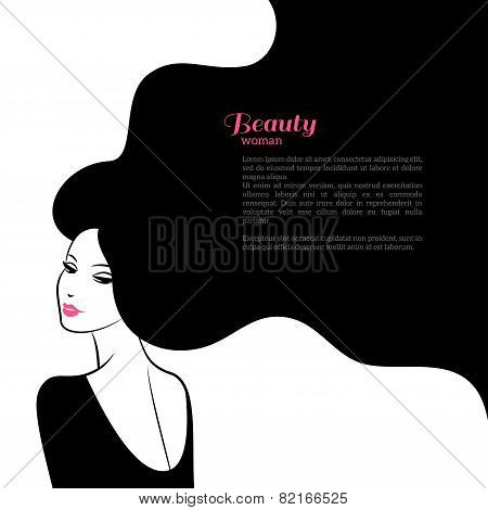 Abstract Fashion Woman with Long Hair. Vector Illustration.