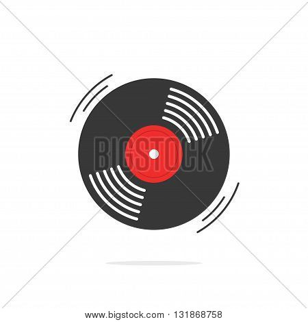 Vinyl record vector icon gramophone record symbol rotating record vinyl disc flat vinyl lp cartoon vinyl record label cover emblem modern simple illustration design isolated on white