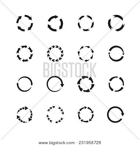 Round Motion Arrow Vector Symbols. Circle Arrows Icons. Round Motion Arrow Symbol, Recycling Simple 