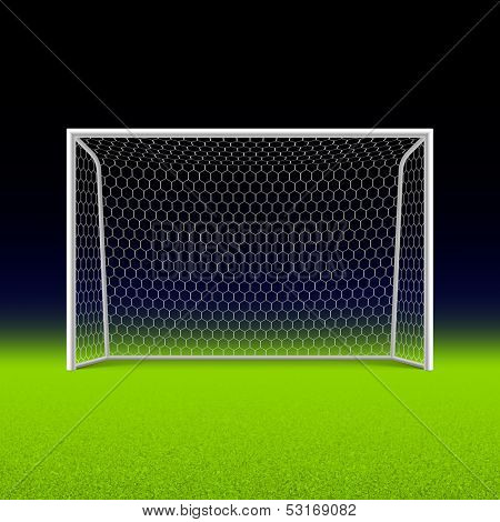 Soccer goal on black. Vector.